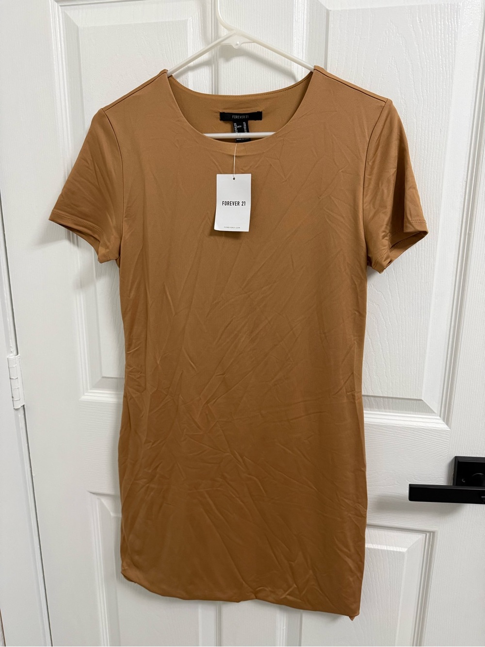 Forever 21 Tan Short Sleeve T-Shirt Dress